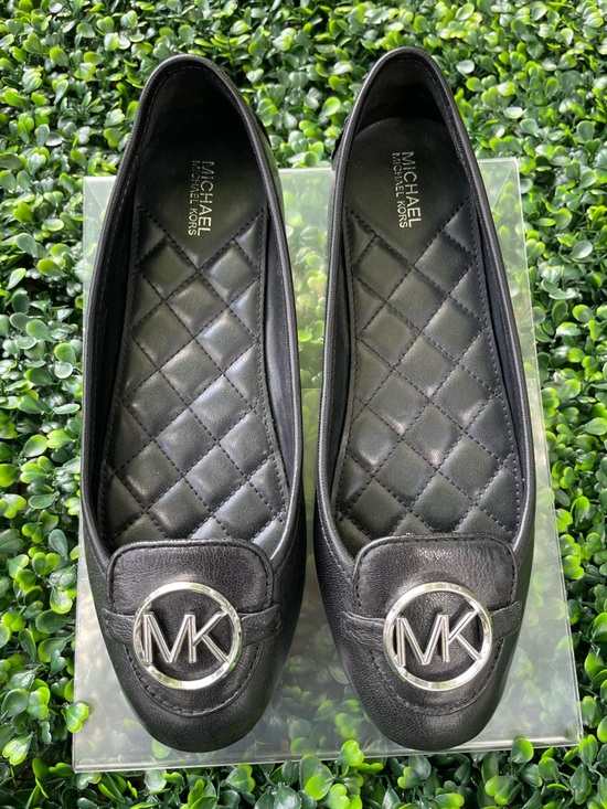 MICHAEL Michael Kors Shoes - MICHAEL Michael Kors Black Quilted MK Logo Leather Flats